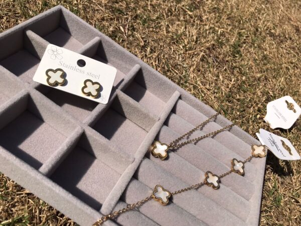 Silver and Gold Colored Clover Jewelry Set