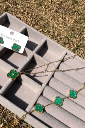 Emerald Green Clover Jewelry Set